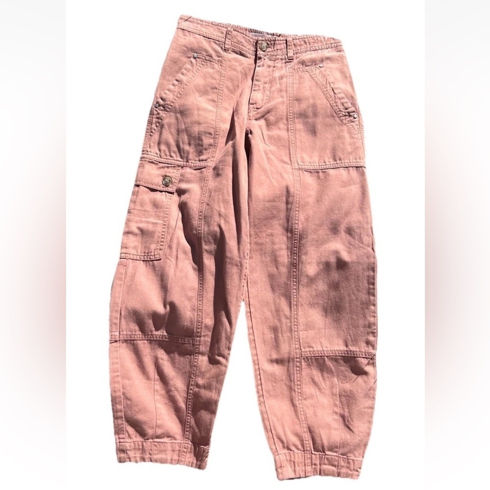 Anthropologie The Carson Utility Barrel Pants Plum Color new with tag Size 2 - Picture 4 of 10